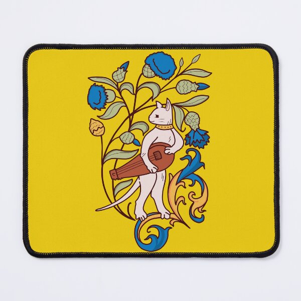 Item preview, Cute Medieval Cat with Lute Colorful Drawing Pattern designed and sold by MariOyama.
