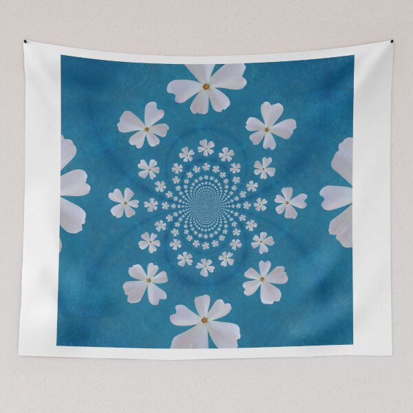 Item preview, White Phlox Spiral Floral Pattern – Blue Botanical Design designed and sold by SilentBloomLab.