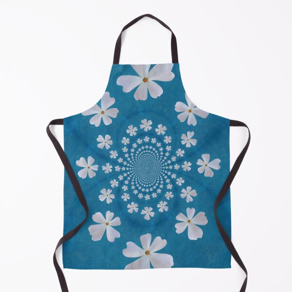 Aperçu de l'œuvre White Phlox Spiral Floral Pattern – Blue Botanical Design créée et vendue par SilentBloomLab.