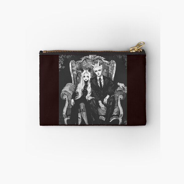 Item preview, Gothic Anime Vampire Couple on Throne Black and White Art designed and sold by inkoutninja.