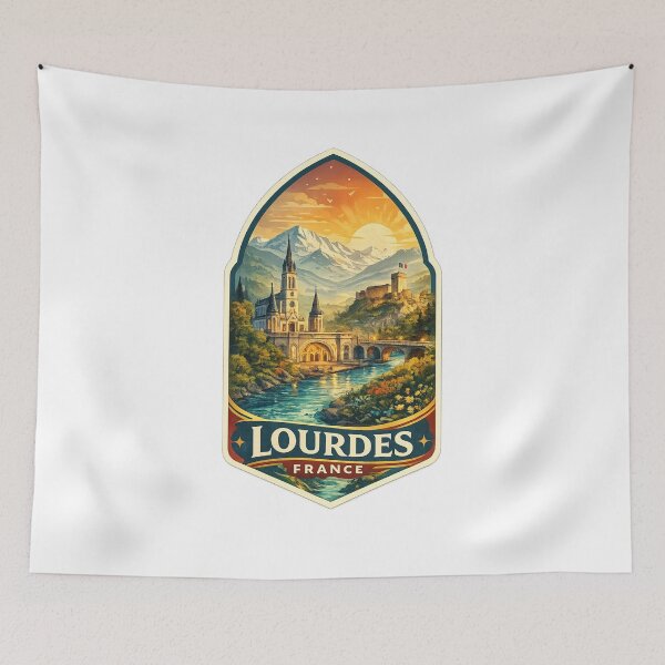 Item preview, Lourdes Sanctuary Pyrenees Occitanie France Pilgrimage River Valley designed and sold by Aryabek.
