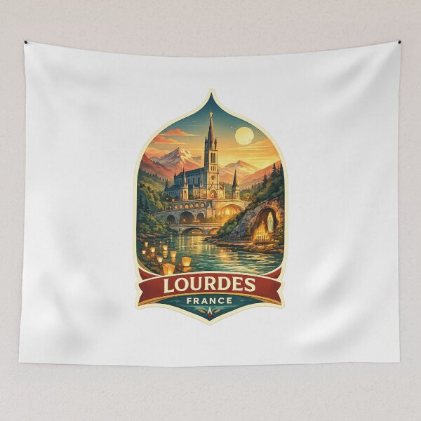 Item preview, Lourdes Sanctuaire Notre-Dame Hautes-Pyrénées Gave de Pau Pilgrimage Basin designed and sold by Aryabek.