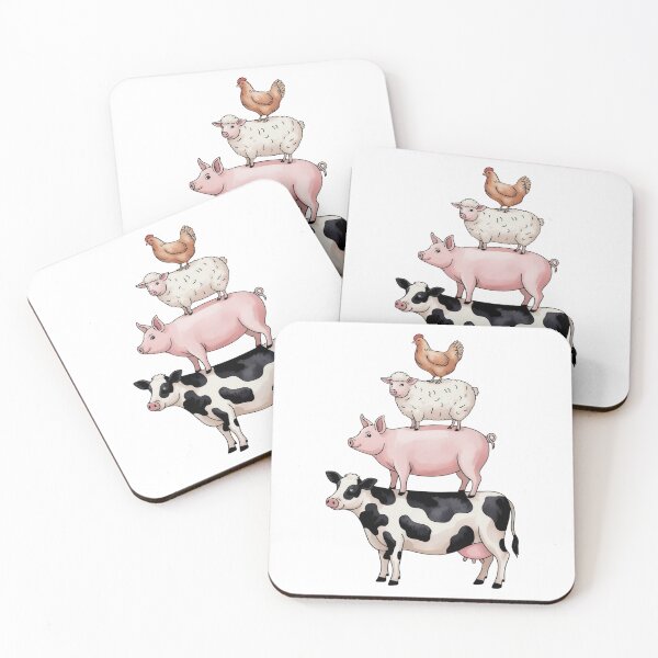 Item preview, Funny Farm Animal Stack Illustration – Cow Pig Sheep Chicken Cartoon Design designed and sold by Picasfarmer.