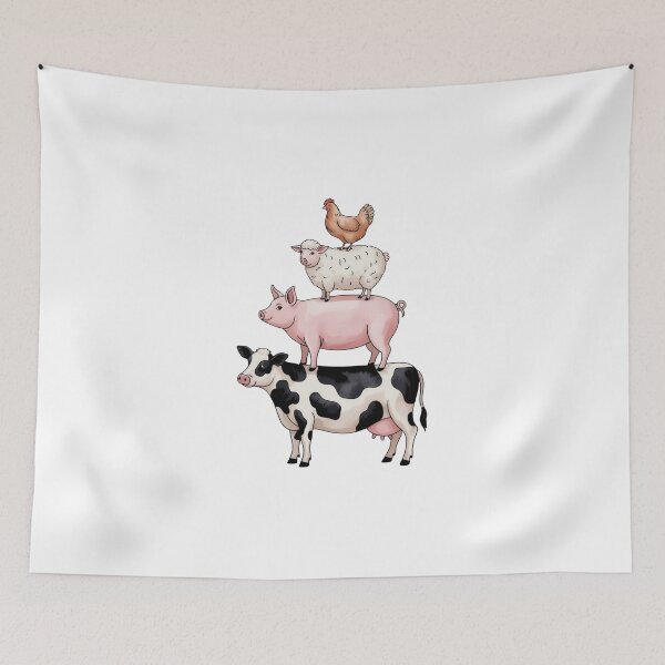 Item preview, Funny Farm Animal Stack Illustration – Cow Pig Sheep Chicken Cartoon Design designed and sold by Picasfarmer.