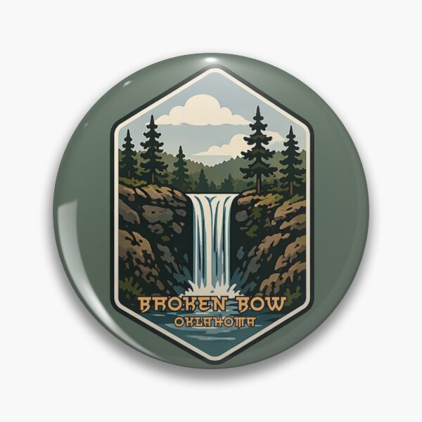 Item preview, Broken Bow Oklahoma Waterfall Vintage Badge | Beavers Bend State Park Style Nature Illustration designed and sold by SimplyJasper.