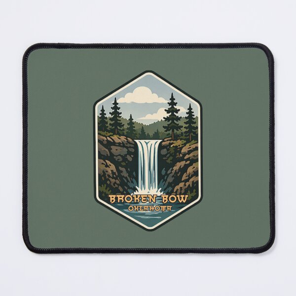 Item preview, Broken Bow Oklahoma Waterfall Vintage Badge | Beavers Bend State Park Style Nature Illustration designed and sold by SimplyJasper.