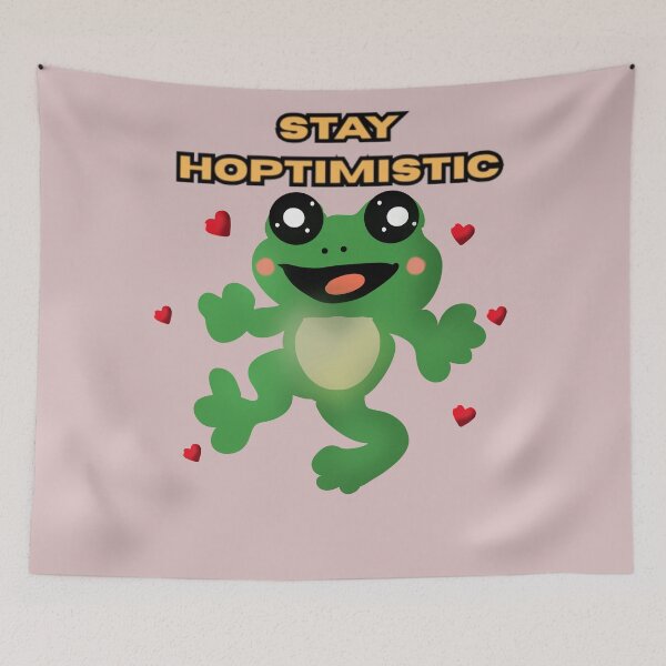 Item preview,  Stay Hoptimistic Cute Frog Pun Funny Frog Lover Gift Positive Vibes Cartoon Frog Art designed and sold by HopeAndHustle.