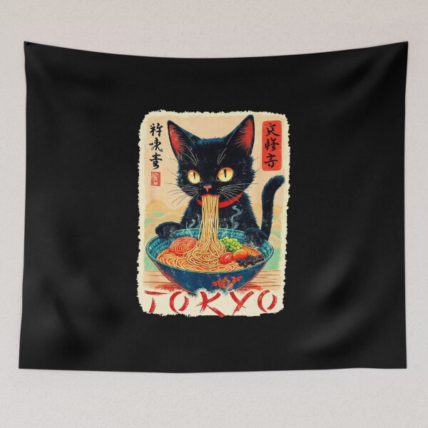 Item preview, Tokyo Cat Ramen Japanese Style Illustration designed and sold by titanlevi.