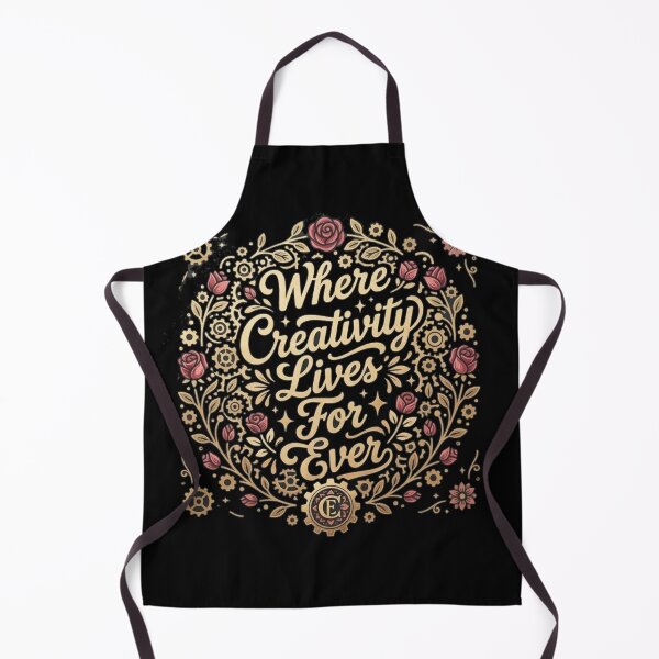 Item preview, Where Creativity Lives Forever – Vintage Floral Steampunk Typography Design designed and sold by BreedCraft Studio.