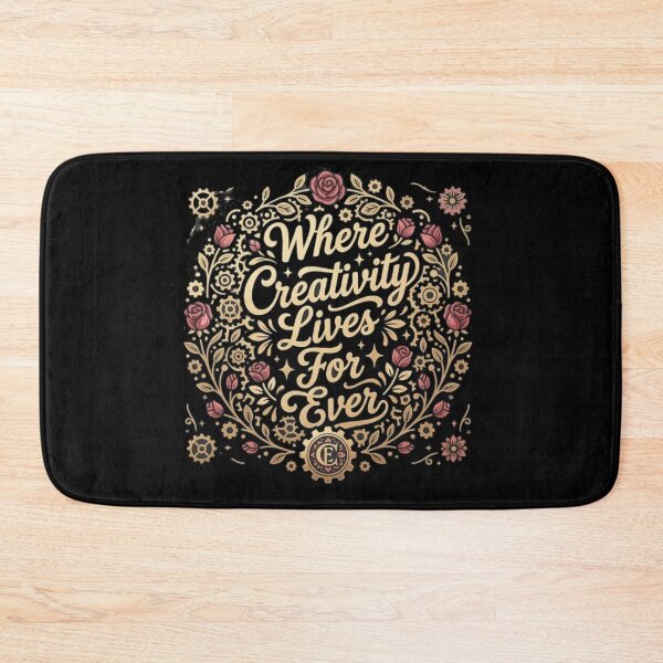 Item preview, Where Creativity Lives Forever – Vintage Floral Steampunk Typography Design designed and sold by  TrendForge.