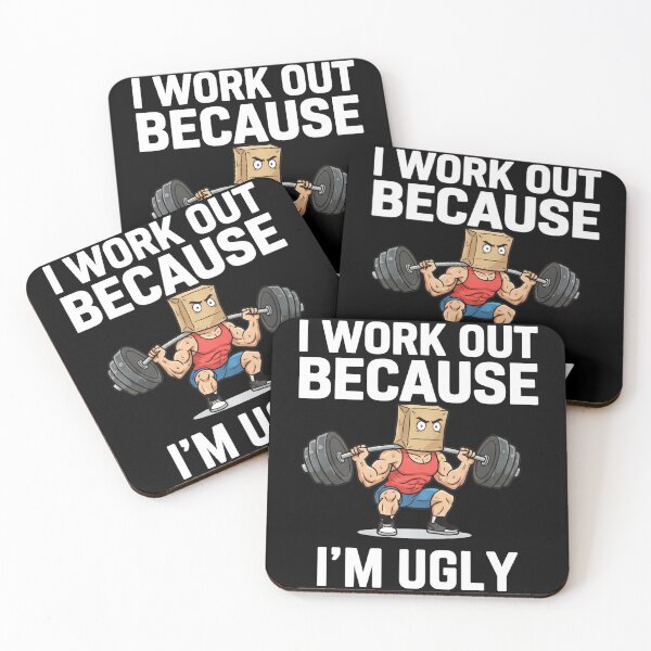 Item preview, I Work Out Because I'm Ugly Funny Gym Quote designed and sold by eliramaison.
