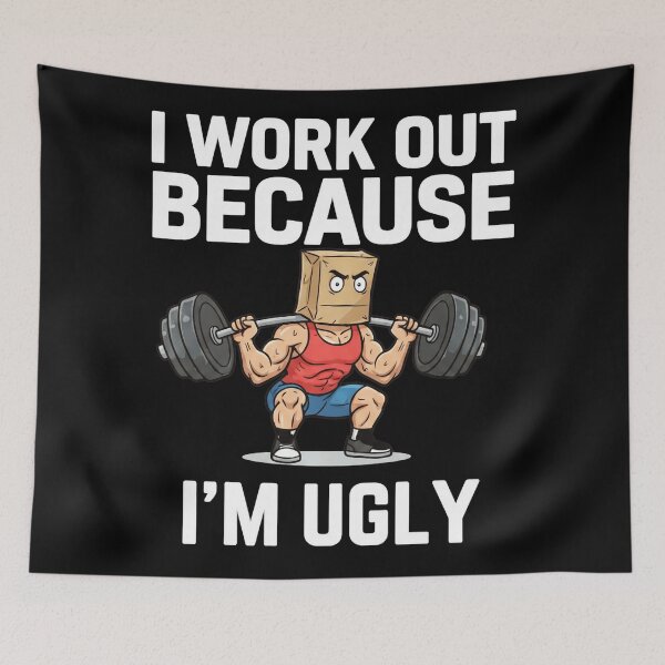 Item preview, I Work Out Because I'm Ugly Funny Gym Quote designed and sold by eliramaison.