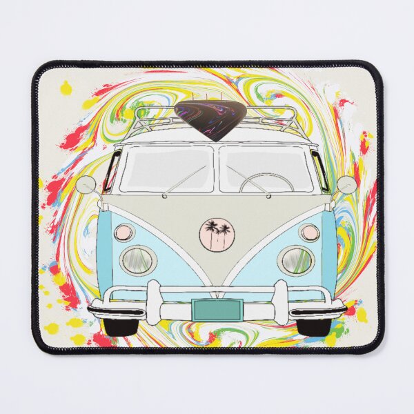 Item preview, Surfboard on top of van with groovy colours - with background designed and sold by Naked Drop.