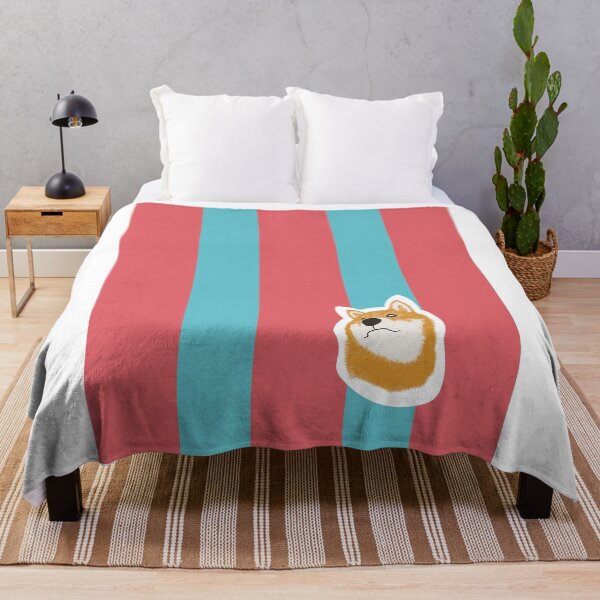 Item preview, Thick stripe (red, light blue) with Shiba Inu designed and sold by ShibaCruise-On.
