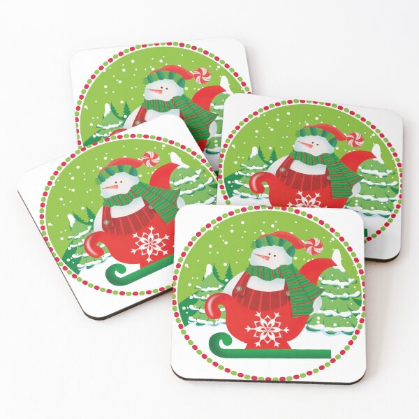 Item preview,  Snowman Christmas Teacup Winter Holiday Cute Art ROUND designed and sold by PrintsByDali.