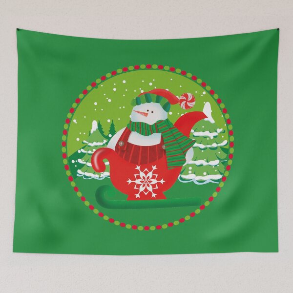 Item preview,  Snowman Christmas Teacup Winter Holiday Cute Art ROUND designed and sold by PrintsByDali.