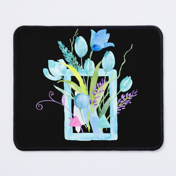 Item preview, Blue Tulip Watercolor Greeting Card with Lavender Botanical Frame designed and sold by FestivityFinds.