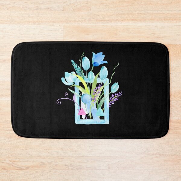 Item preview, Blue Tulip Watercolor Greeting Card with Lavender Botanical Frame designed and sold by FestivityFinds.