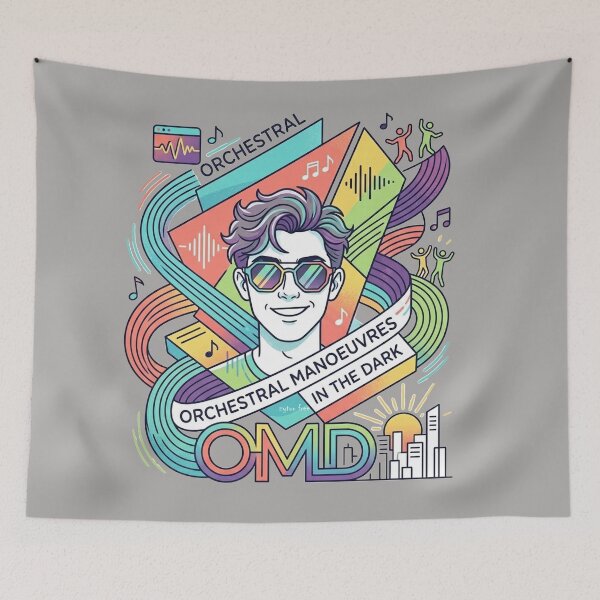 Item preview, OMD Retro Synth-Pop Revival - Colorful Abstract Band Art designed and sold by zytooFree.