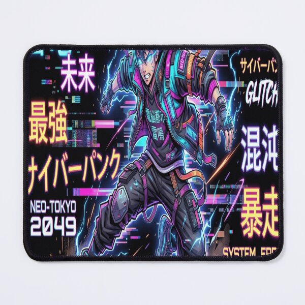 Item preview, Neon Cyberpunk Anime Warrior - Japanese Streetwear Glitch Art designed and sold by digital20shirt.