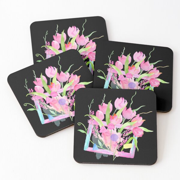 Item preview, Pink Tulip Watercolor Greeting Card with Modern Botanical Frame designed and sold by FestivityFinds.