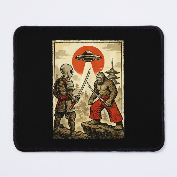 Item preview, Samurai vs Bigfoot UFO Japanese Vintage Style designed and sold by titanlevi.