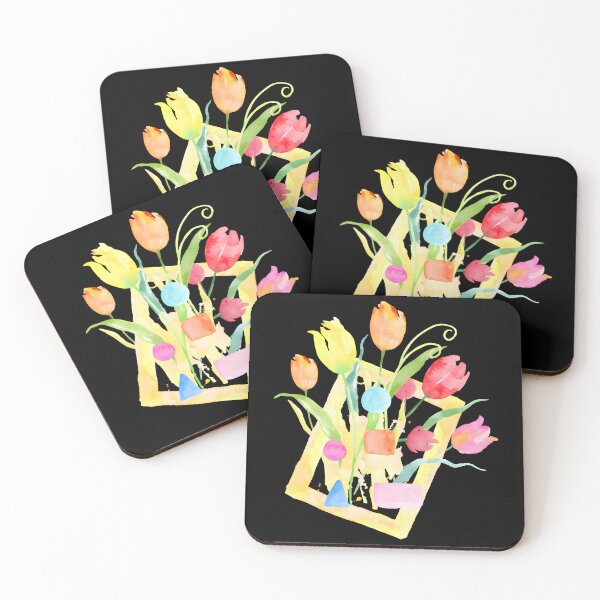 Item preview, Modern Watercolor Tulips in Abstract Geometric Frame designed and sold by FestivityFinds.