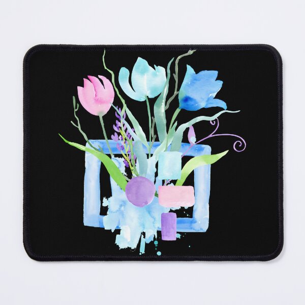 Item preview, Colorful Watercolor Tulips with Abstract Geometric Shapes Greeting Card designed and sold by FestivityFinds.