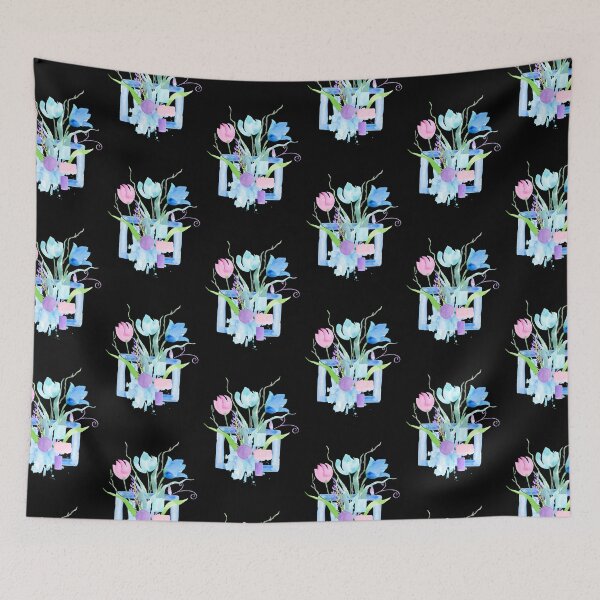 Item preview, Colorful Watercolor Tulips with Abstract Geometric Shapes Greeting Card designed and sold by FestivityFinds.