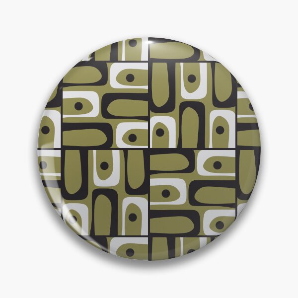Item preview, Mid Century Modern Abstract Geometric Piquet Multi Pattern in Retro Olive Black White designed and sold by kierkegaard.
