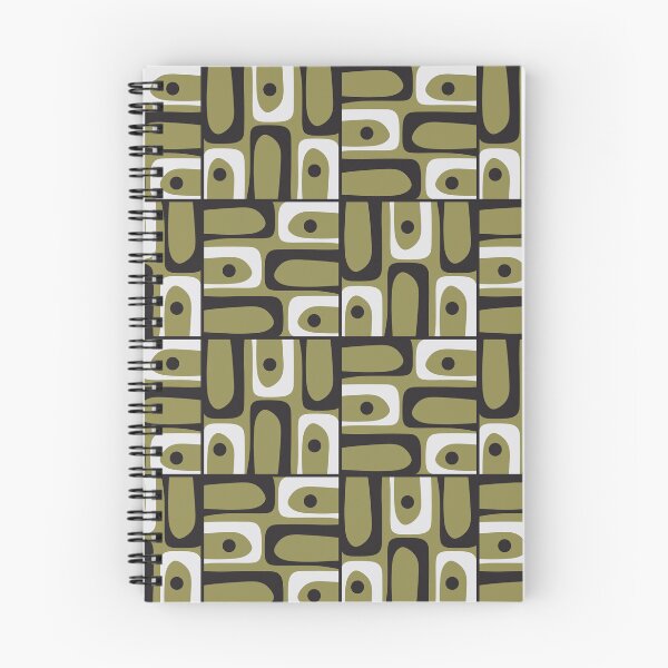 Item preview, Mid Century Modern Abstract Geometric Piquet Multi Pattern in Retro Olive Black White designed and sold by kierkegaard.