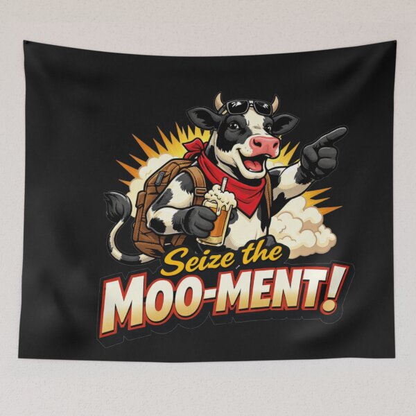 Item preview, Seize the Moo-Ment Funny Cow Adventure Drink Pun designed and sold by Tsugraf Designs.