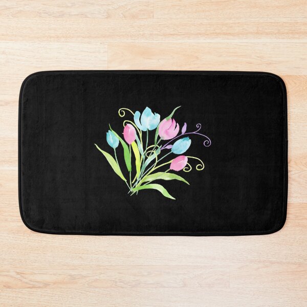 Item preview, Pastel Pink and Blue Watercolor Tulips Floral Botanical Greeting Card designed and sold by FestivityFinds.