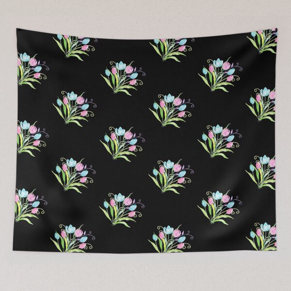 Item preview, Pastel Pink and Blue Watercolor Tulips Floral Botanical Greeting Card designed and sold by FestivityFinds.
