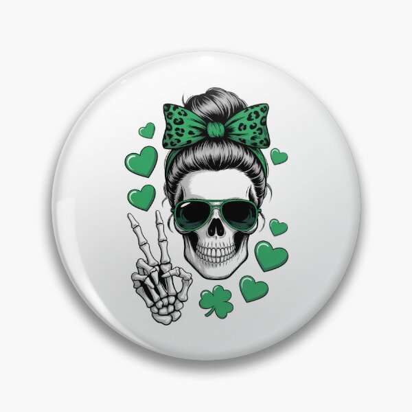 Item preview, St Patricks Day Skull Messy Bun Saint Pattys Paddys designed and sold by TyraYoung.