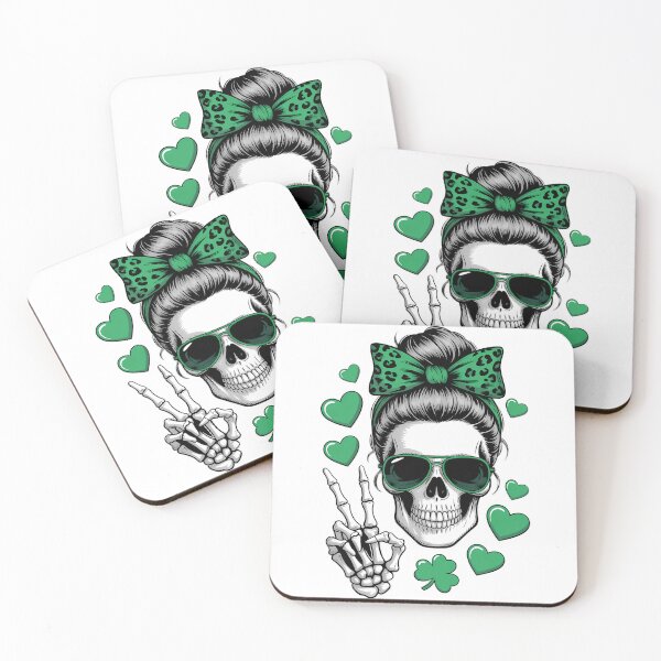Item preview, St Patricks Day Skull Messy Bun Saint Pattys Paddys designed and sold by TyraYoung.