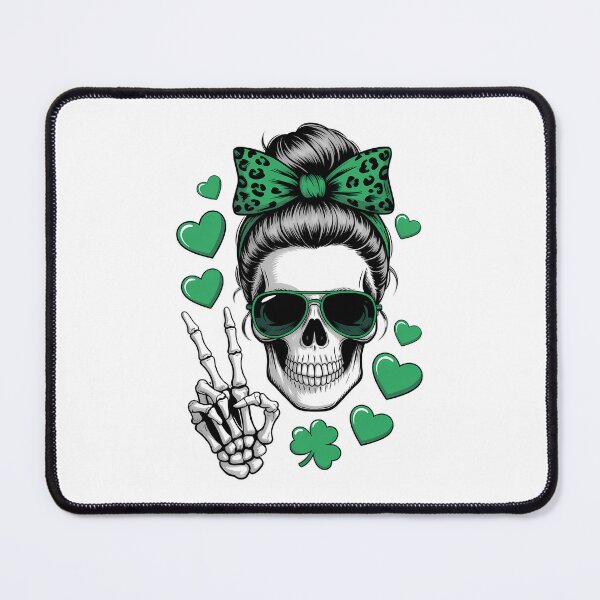 Item preview, St Patricks Day Skull Messy Bun Saint Pattys Paddys designed and sold by TyraYoung.