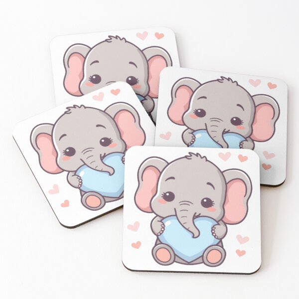 Item preview, Kawaii Baby Elephant Sending Love – Pastel Animal Sticker designed and sold by DigitfanStudio.