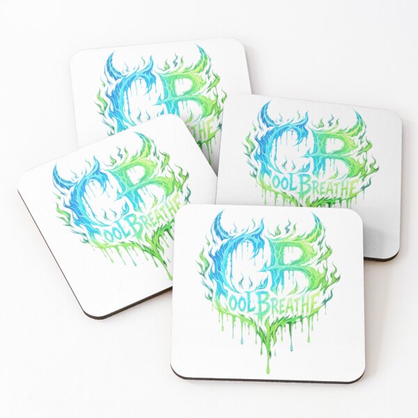 Item preview, Cool Breathe — Dripping Flame Logo Design | Neon Blue Green Fire Typography | Metal Band Style Graphic Tee & Streetwear Print designed and sold by SketchSyndicate.