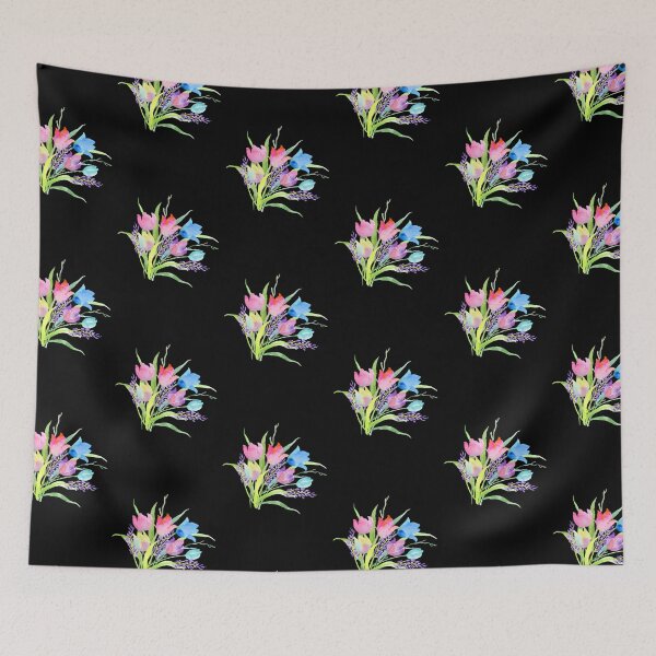 Item preview, Colorful Watercolor Tulips and Lavender Floral Bouquet Spring Botanical Greeting Card designed and sold by FestivityFinds.