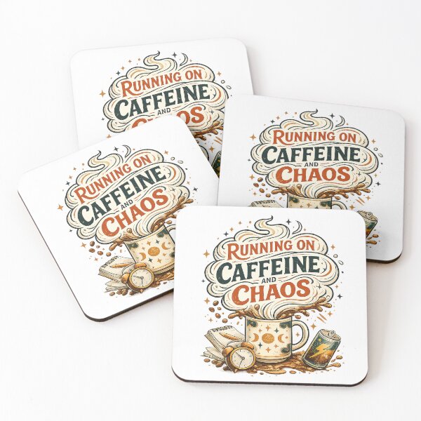 Item preview, Running on Caffeine and Chaos Funny Coffee Quote Retro Vintage Design designed and sold by GMACgraphicsCo.