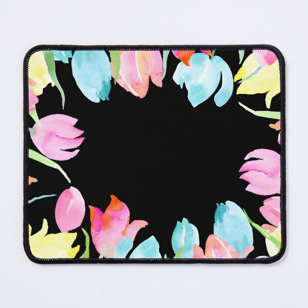 Item preview, Watercolor Tulip Border Pastel Floral on Black Postcards designed and sold by FestivityFinds.