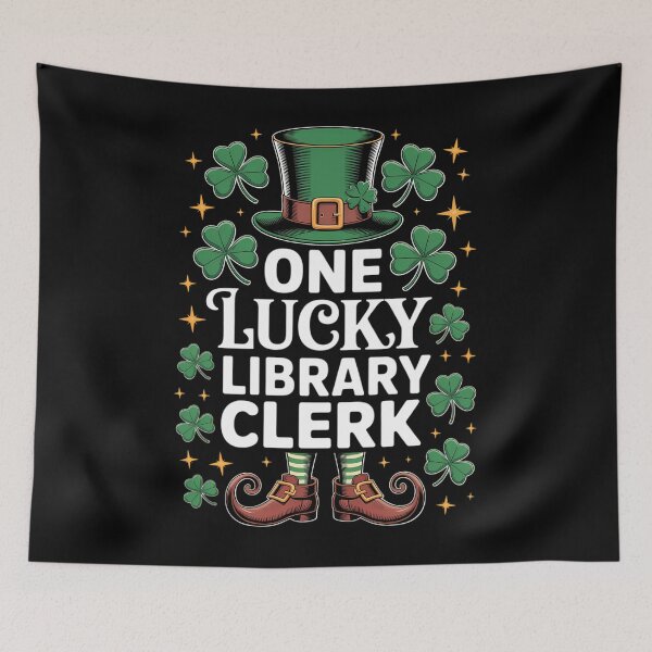 Item preview, St Patricks Day Leprechaun One Lucky Library Clerk designed and sold by TyraYoung.