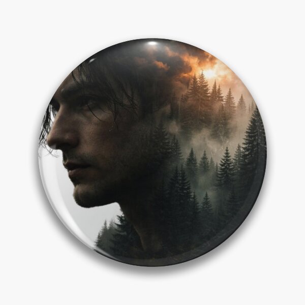 Item preview, Burning Mind — Cinematic Double Exposure Portrait | Dark Forest Fire Silhouette Art | Moody Surreal Wall Print & Graphic Design designed and sold by SketchSyndicate.