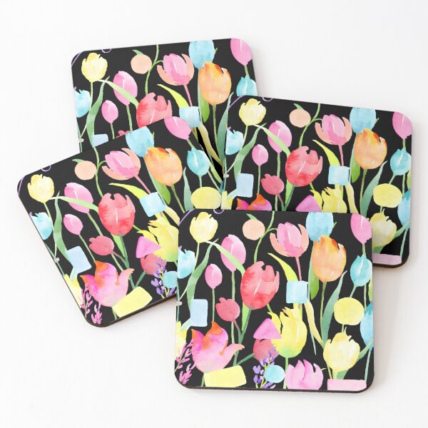 Item preview, Modern Watercolor Tulip Pattern with Abstract Shapes Postcards designed and sold by FestivityFinds.