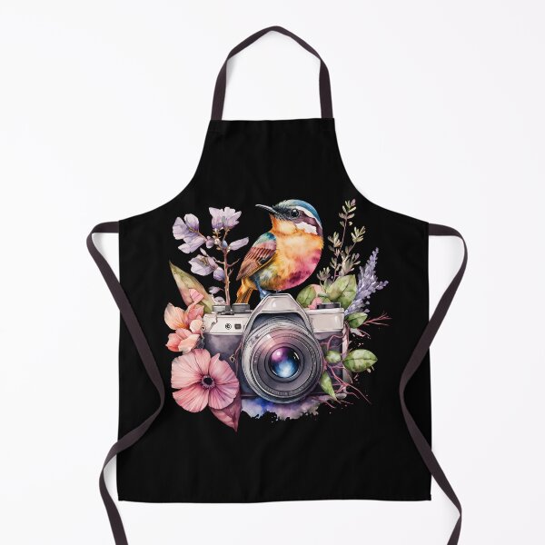 Item preview, Colorful Bird on Vintage Camera T-Shirt Watercolor Floral Nature Photography Graphic Tee designed and sold by FestivityFinds.