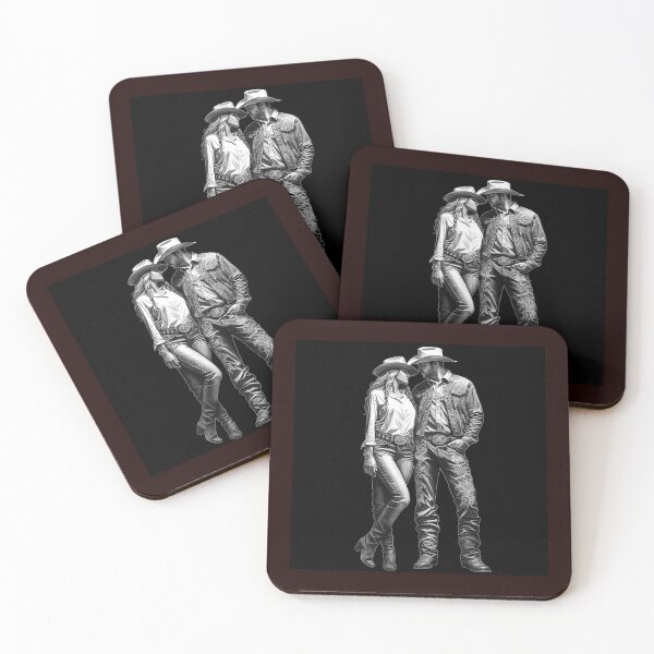 Item preview, Black and White Western Cowboy Couple Country Romance designed and sold by inkoutninja.