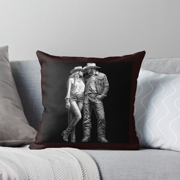 Item preview, Black and White Western Cowboy Couple Country Romance designed and sold by inkoutninja.