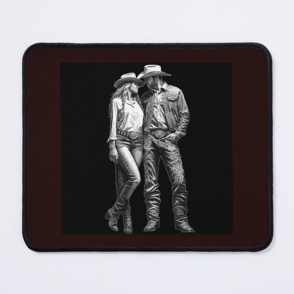Item preview, Black and White Western Cowboy Couple Country Romance designed and sold by inkoutninja.