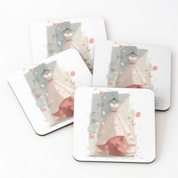 Item preview, Elegant Blush High-Low Wedding Dress Illustration designed and sold by junkydotcom.